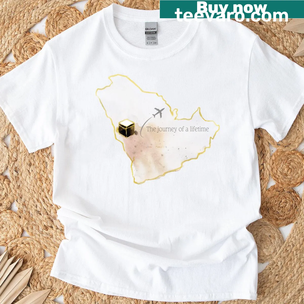 T-shirt celebrating the theme of travel and exploration — on a men's t-shirt