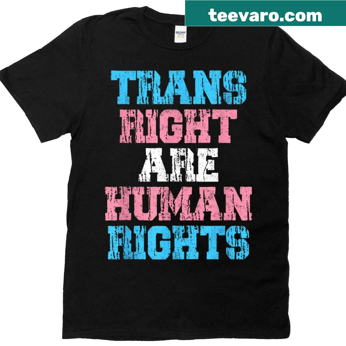 T-shirt with bold text supporting transgender rights — on a men's t-shirt