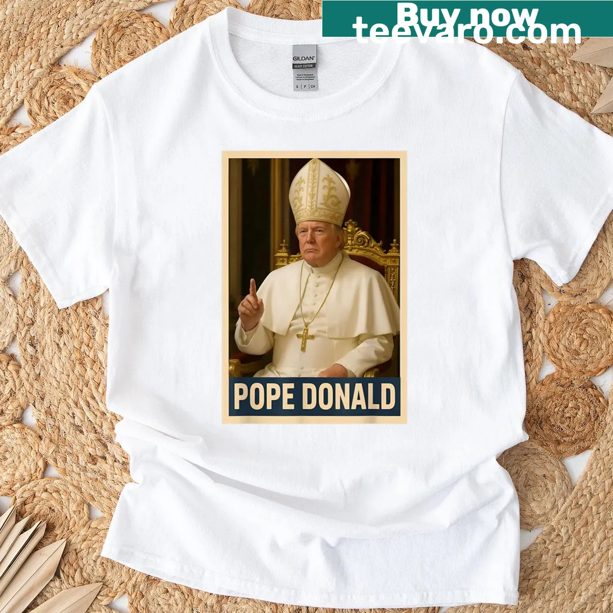 Funny Trump as Pope graphic on a Christian-themed t-shirt — on a men's t-shirt