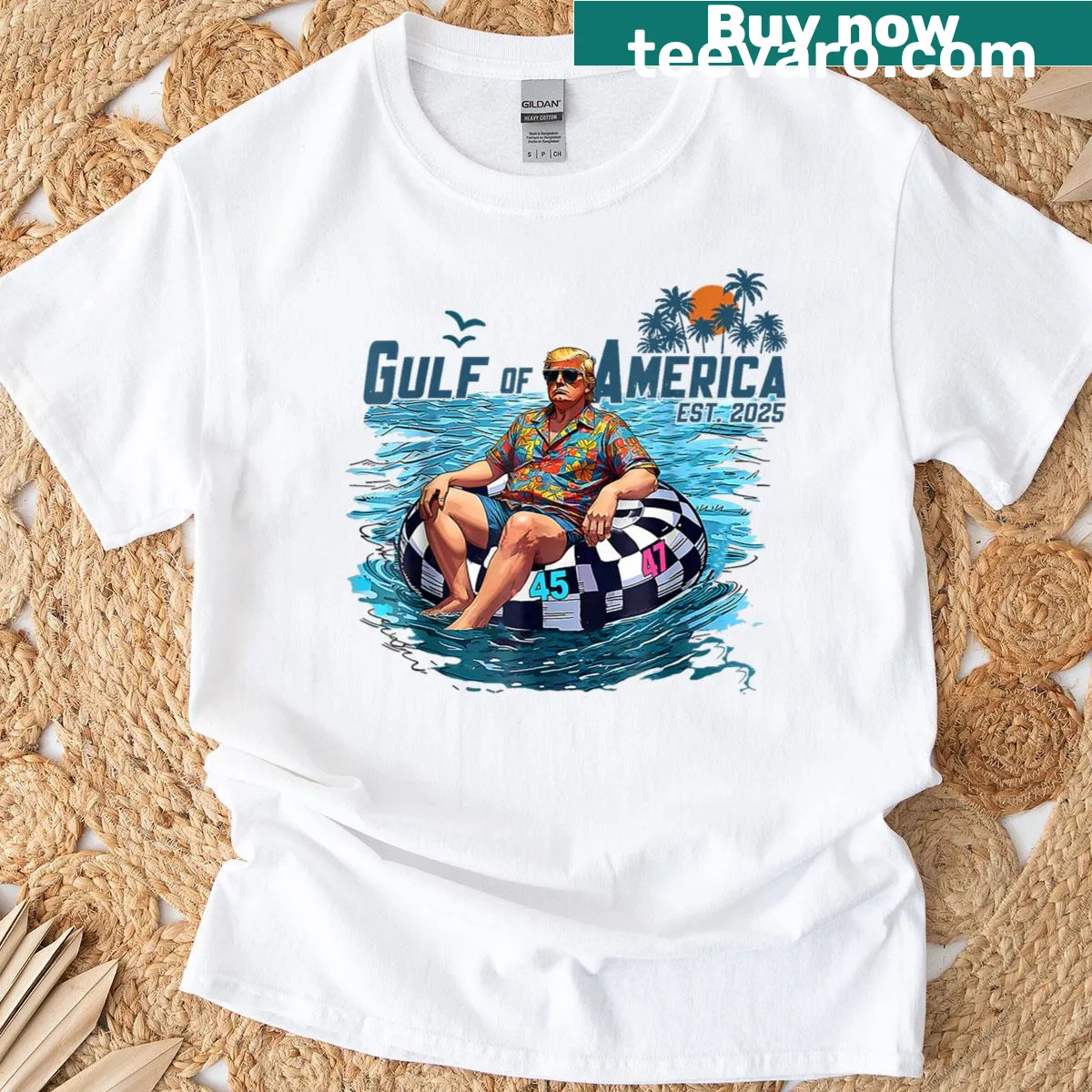 Typography T-shirt with text about Trump and America since 2025 — on a men's t-shirt