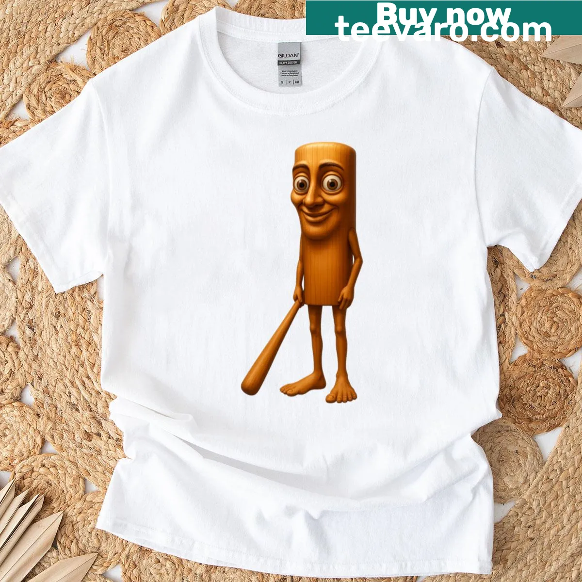 Charming T-shirt with playful typography from the Tung Tung Tung Sahurrr theme — on a men's t-shirt