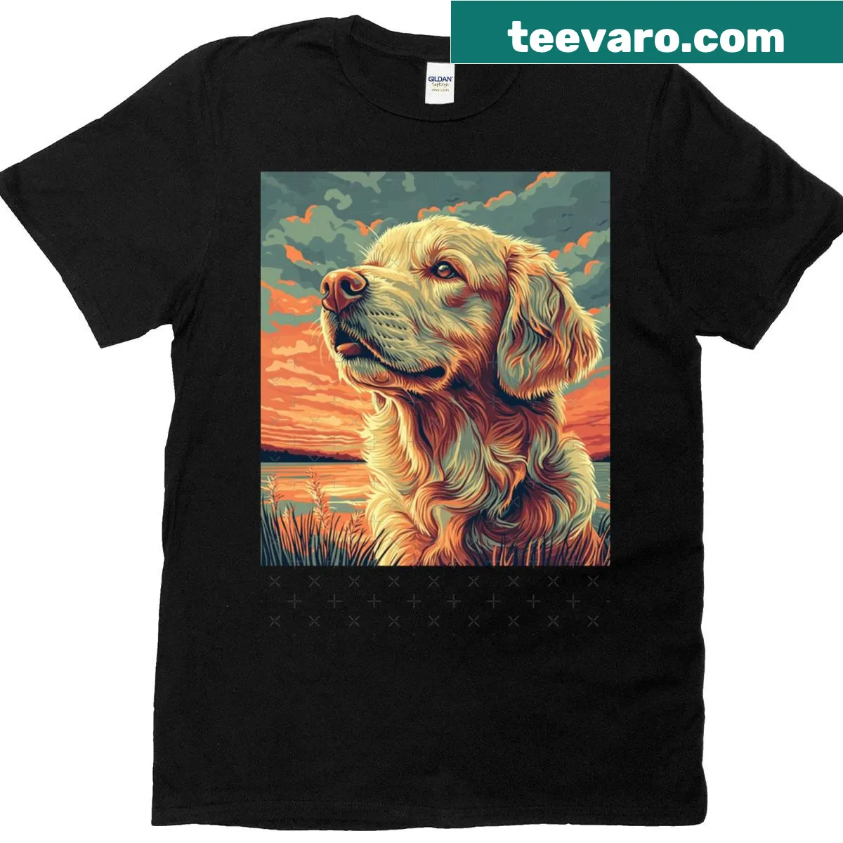 Oversized t-shirt with cute Doggo Duck Toller graphic — on a men's t-shirt