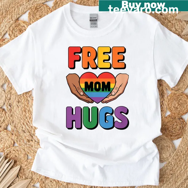 Vintage retro t-shirt saying Free Mom Hugs supporting LGBTQ pride