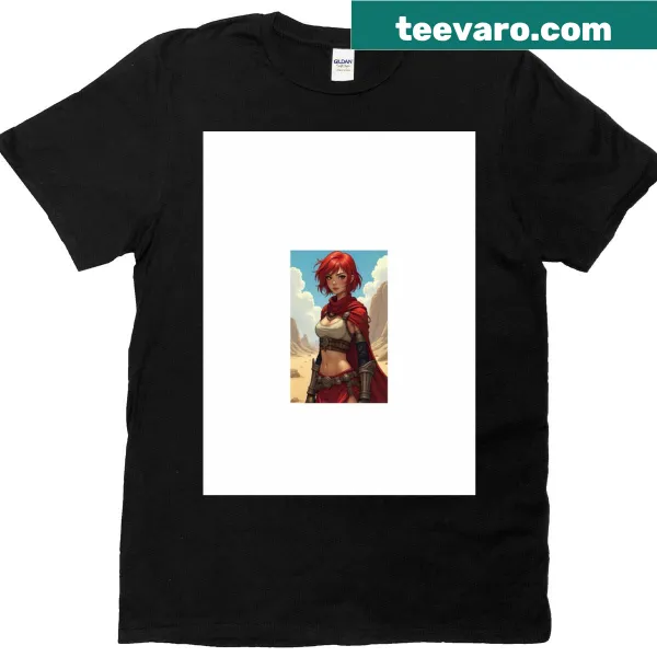 Warrior in Red T-shirt with powerful graphic design