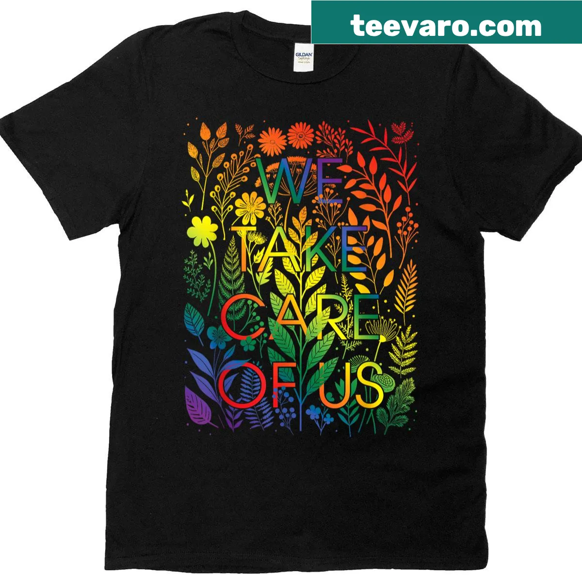 LGBTQ Pride Month T-shirt with wildflowers and rainbow design — on a men's t-shirt
