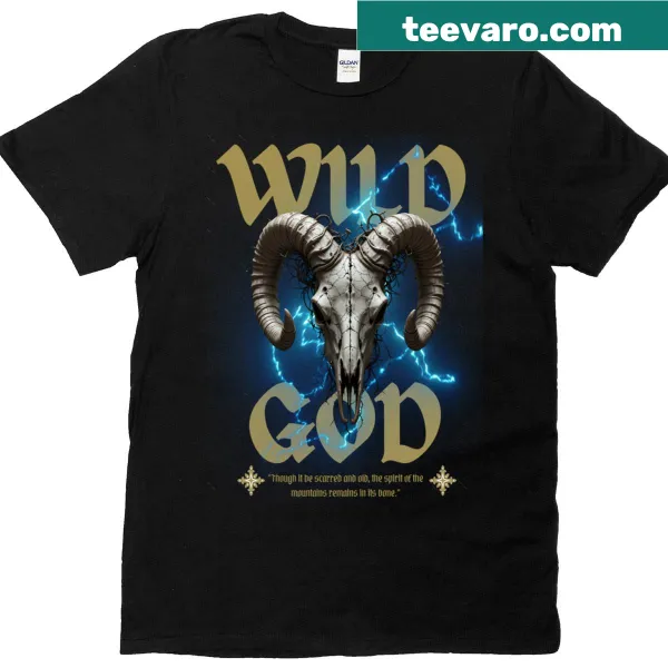 Oversized t-shirt with a wild god illustration and bold design