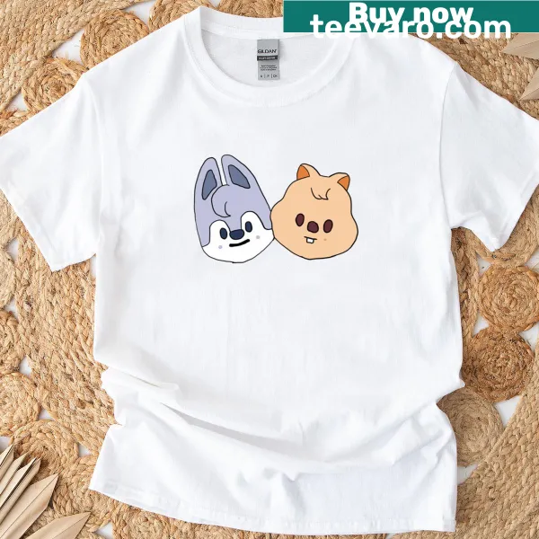 Illustrative t-shirt featuring a wolf and a quokka graphic