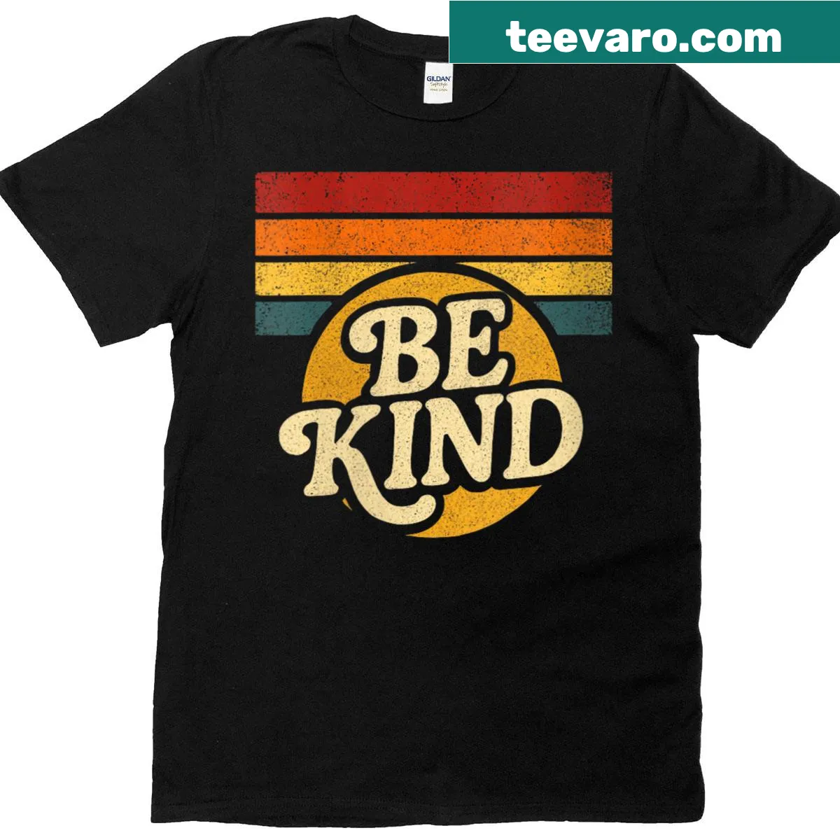 Retro T-shirt with 'Be Kind' message supporting LGBTQ+ rights — on a men's t-shirt