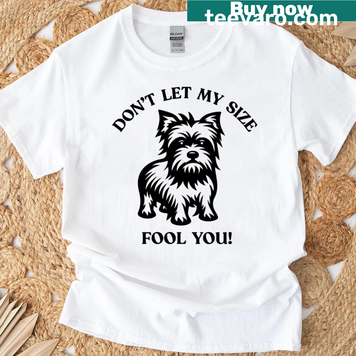Charming t-shirt featuring a playful Yorkie design for dog lovers — on a men's t-shirt