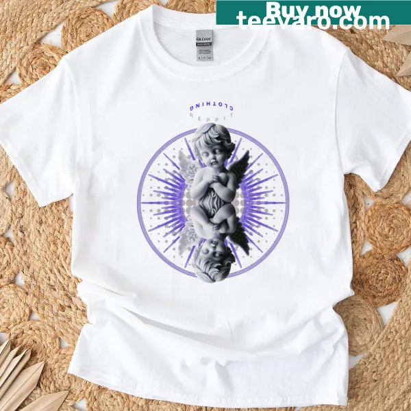 T-shirt with two angel silhouettes printed in a serene design