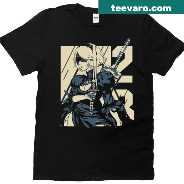 Illustration inspired by 2B from Nier: Automata on a T-shirt.