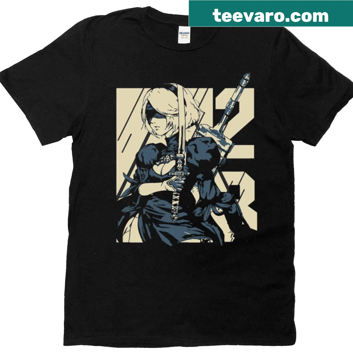 Illustration inspired by 2B from Nier: Automata on a T-shirt. — on a men's t-shirt
