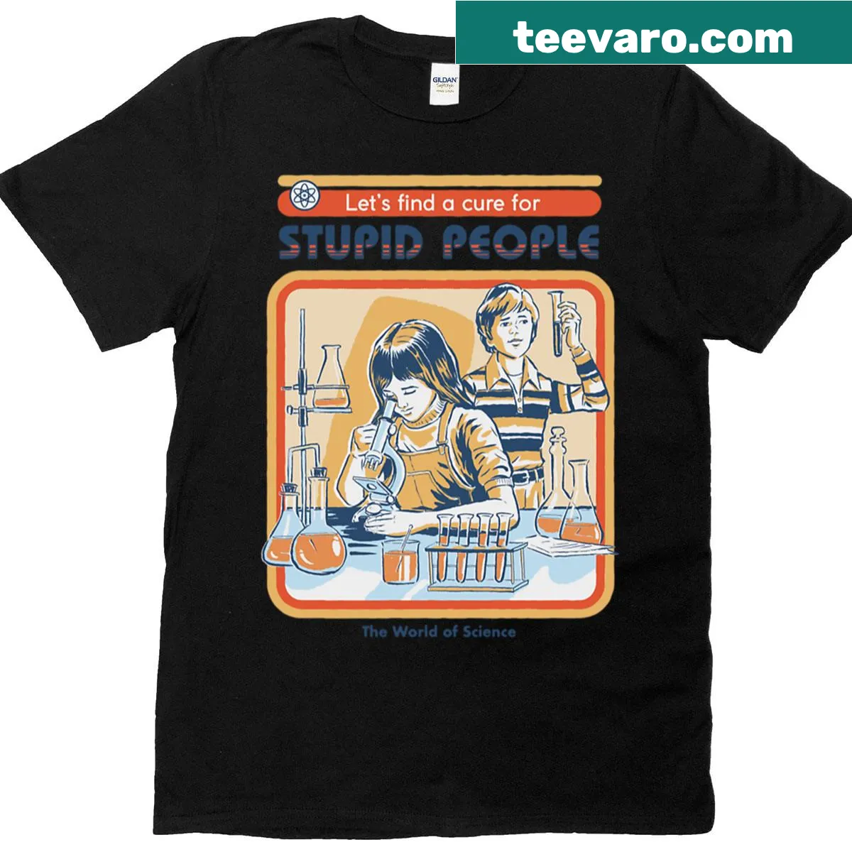 Oversized T-shirt with bold text saying 'A Cure For Stupid People' — on a men's t-shirt