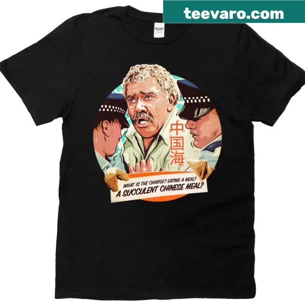 Playful cartoon T-shirt featuring a succulent Chinese meal graphic