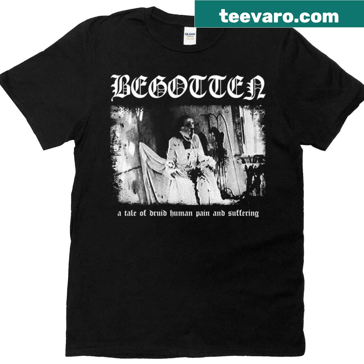 Fantasy-inspired T-shirt depicting themes of druid lore. — on a men's t-shirt