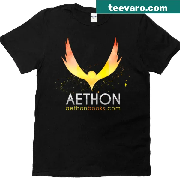 Oversized t-shirt featuring Aethon Books logo