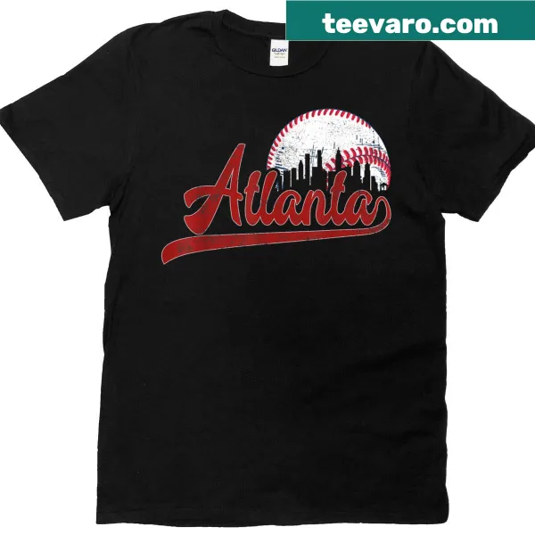 Vintage-style T-shirt featuring the Atlanta skyline silhouette.