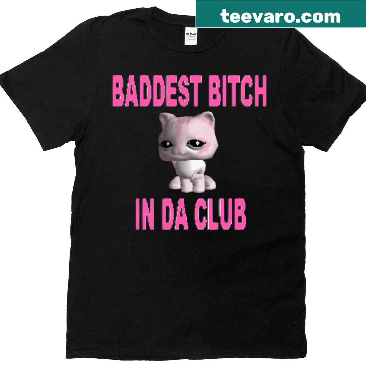 Graphic T-shirt with the text 'Baddest Btch In Da Club.' — on a men's t-shirt