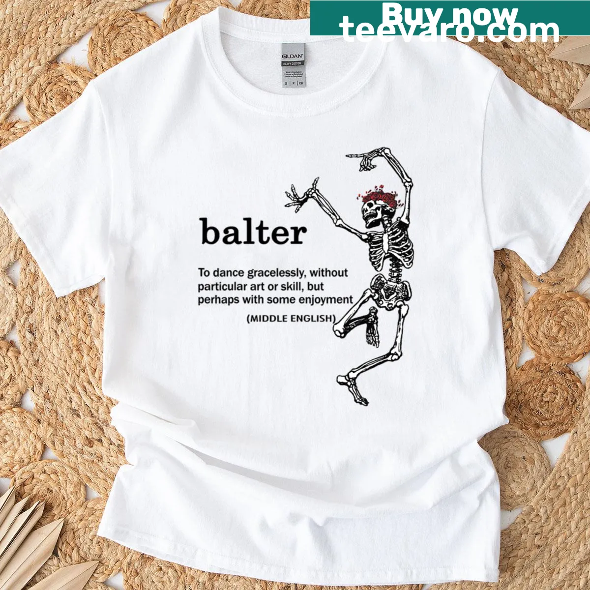 Typographic T-shirt featuring the definition of 'Balter' — on a men's t-shirt