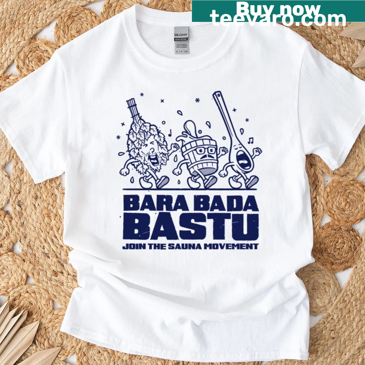T-shirt featuring the phrase 'Bara Bada Bastu' in charming typography. — on a men's t-shirt