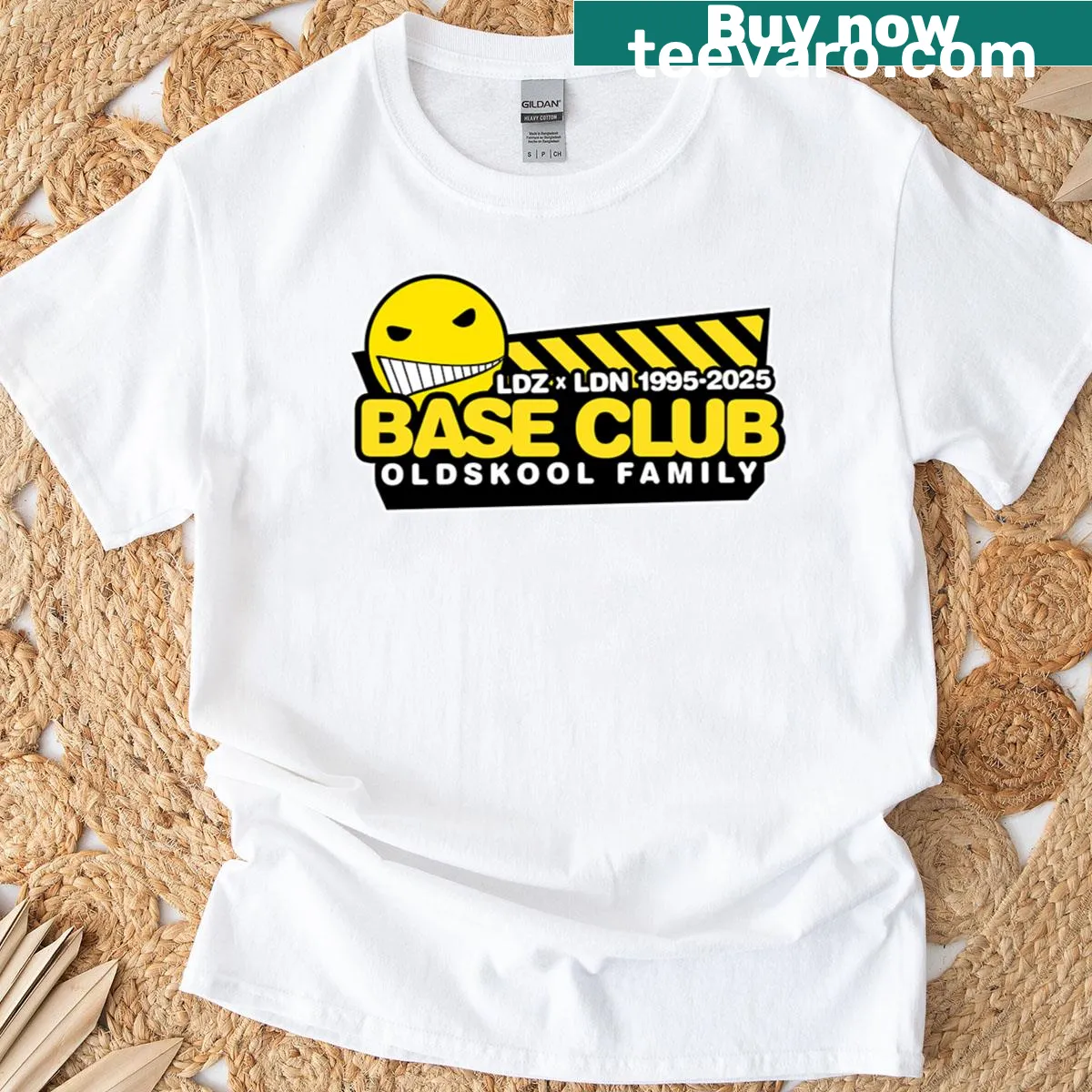 Emblematic design celebrating Base Club's 30th anniversary on a t-shirt. — on a men's t-shirt