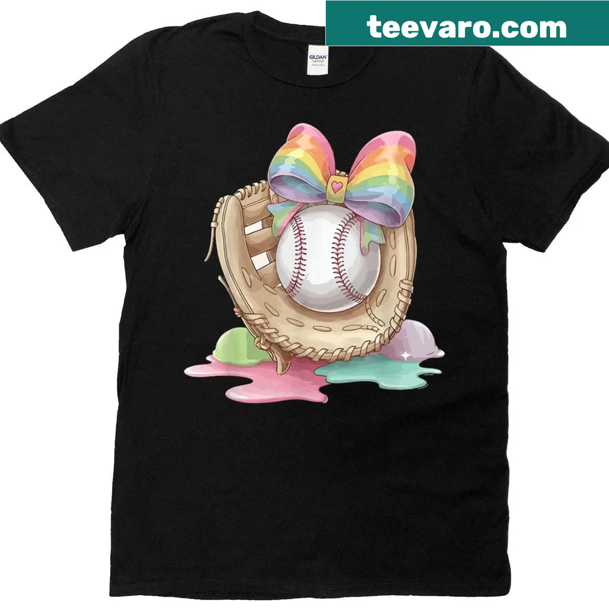 Playful ice cream drip design with 'Baseball' text on a T-shirt — on a men's t-shirt