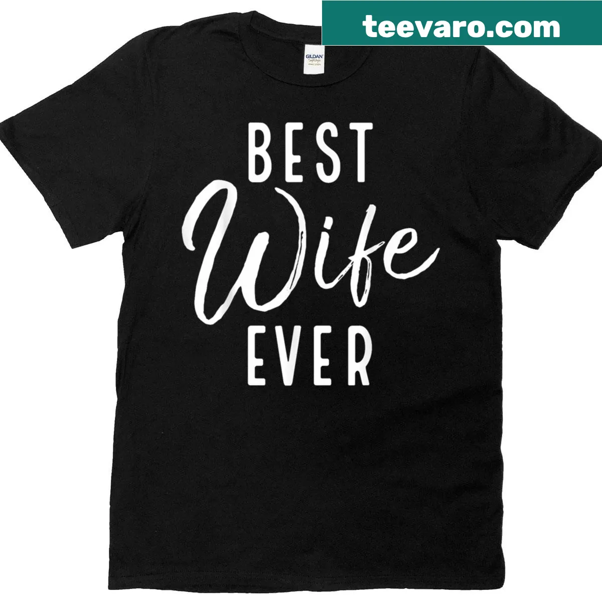 Minimalist typography t-shirt with 'Best Wife Ever' message — on a men's t-shirt