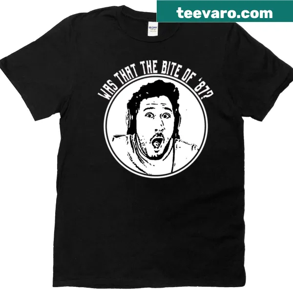 Gaming-themed t-shirt referencing 'Bite Of 87' lore