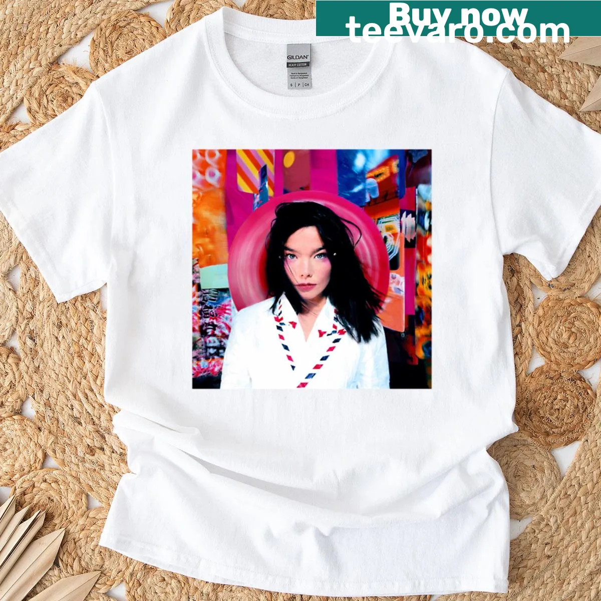T-shirt inspired by Bjork's unique style and creativity — on a men's t-shirt