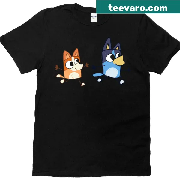 Doodle of Bluey and Bingo on a T-shirt