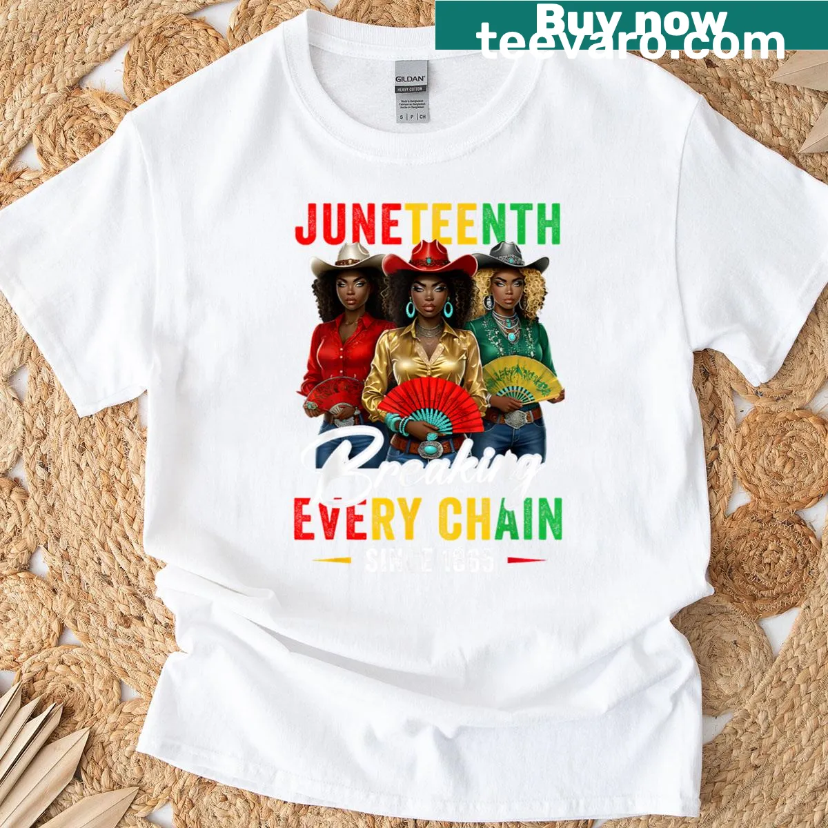 T-shirt with bold text reading 'Breaking Every Chain 1865' — on a men's t-shirt