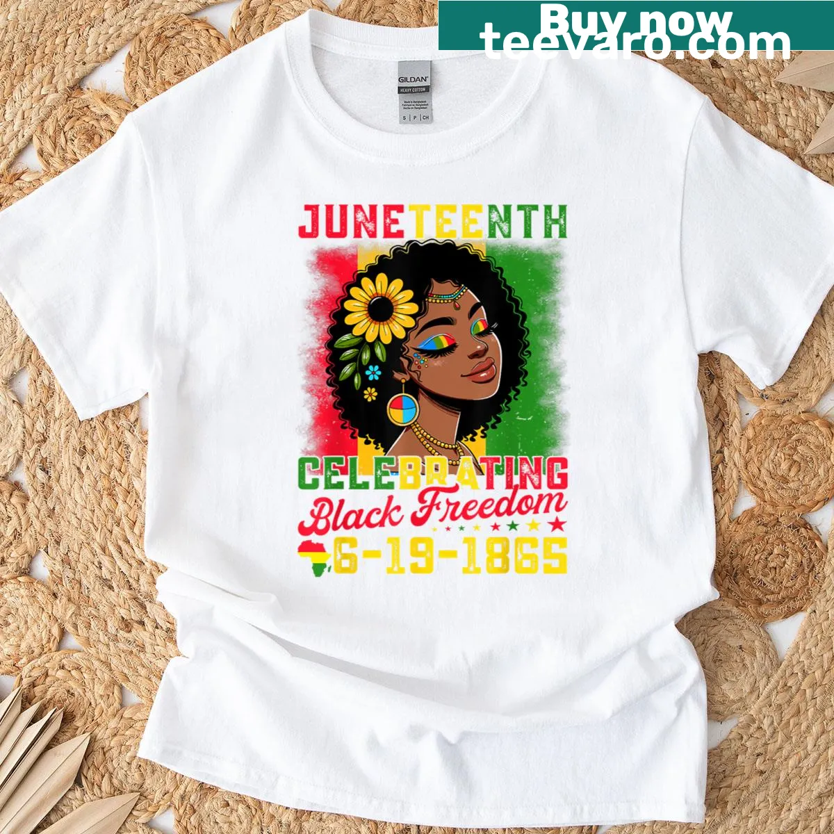 Typography T-shirt honoring Black Freedom Day 1865. — on a men's t-shirt