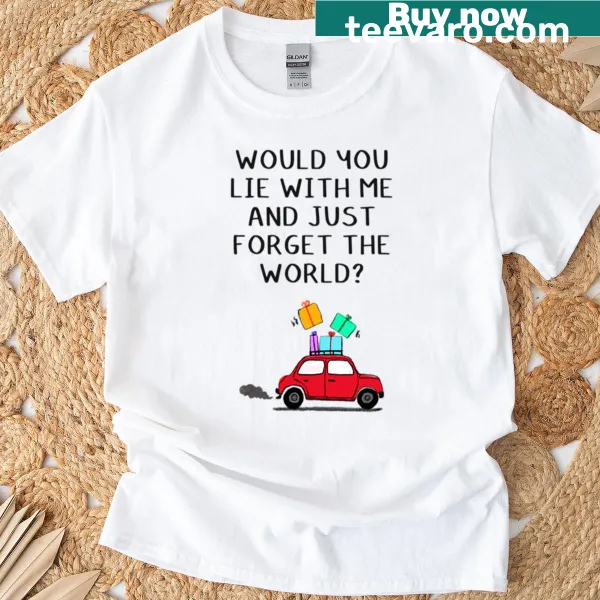 Illustrated T-shirt depicting a whimsical scene of chasing cars.