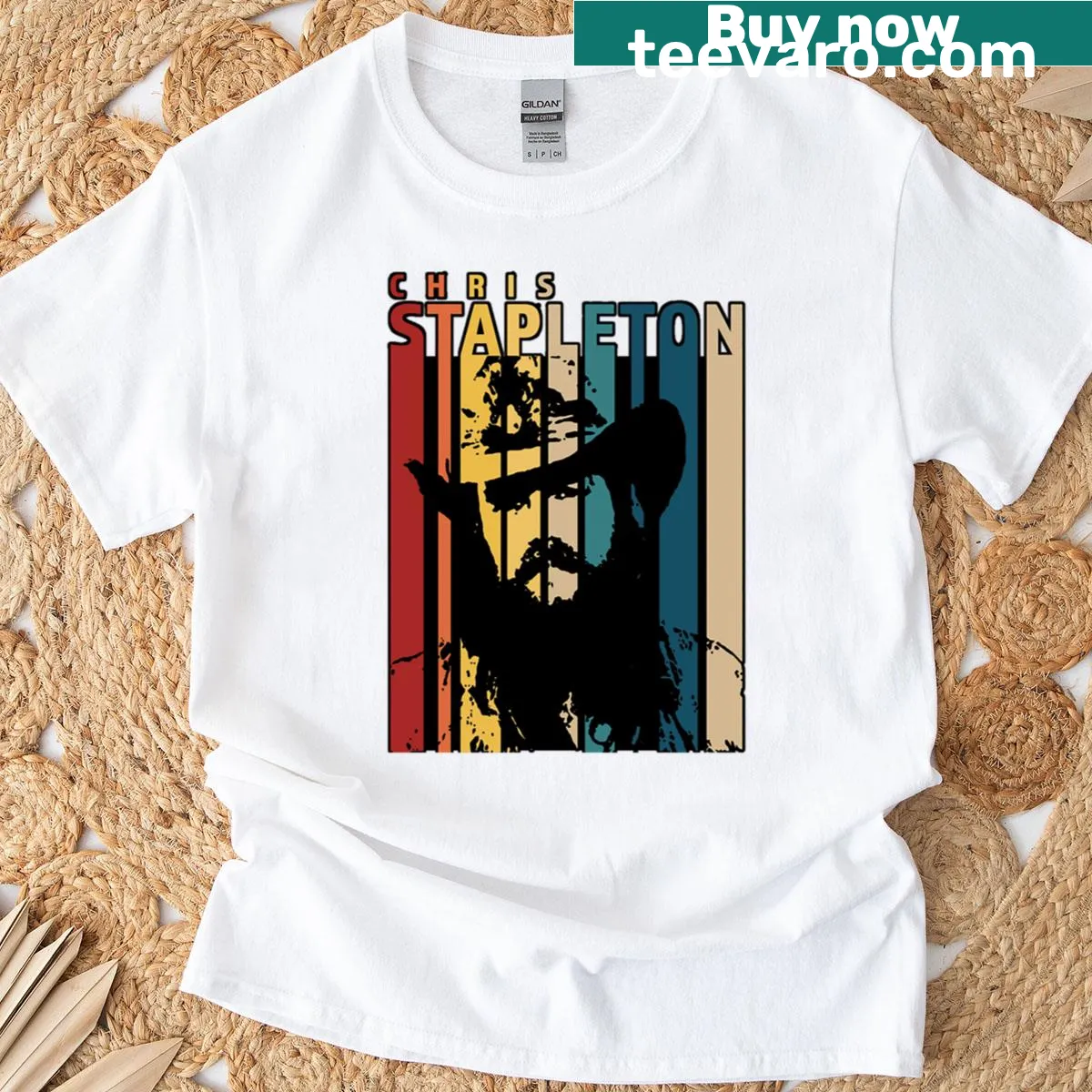 Vintage-style t-shirt featuring Chris Stapleton design — on a men's t-shirt