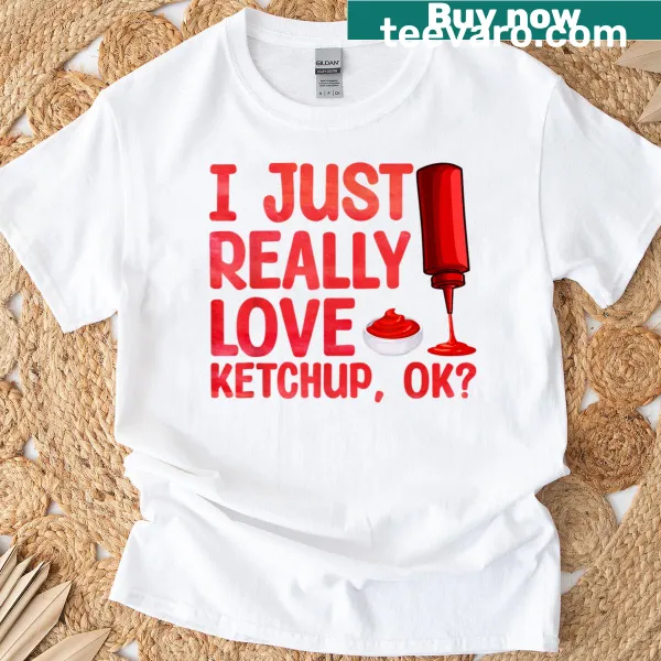 Playful cartoon ketchup bottle T-shirt for ketchup lovers