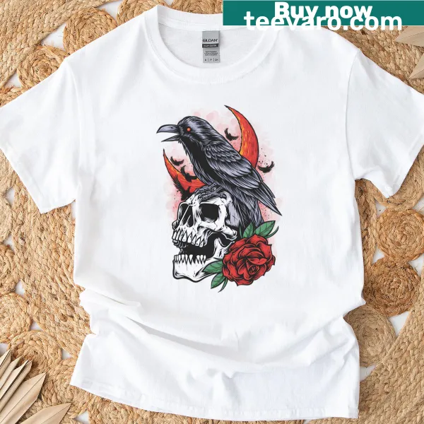 Realistic graphic T-shirt featuring a crow for nature lovers