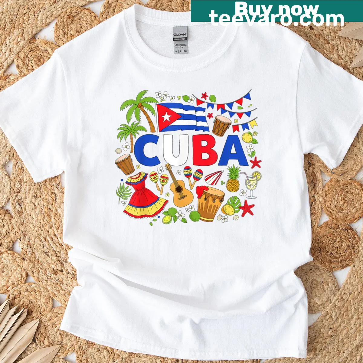 Cuban flag graphic T-shirt for kids celebrating Hispanic heritage. — on a men's t-shirt
