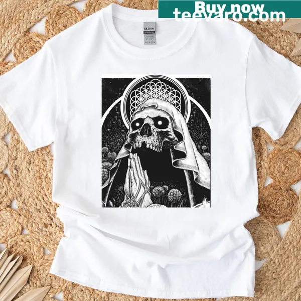 T-shirt featuring humorous icons related to crafting and customization.