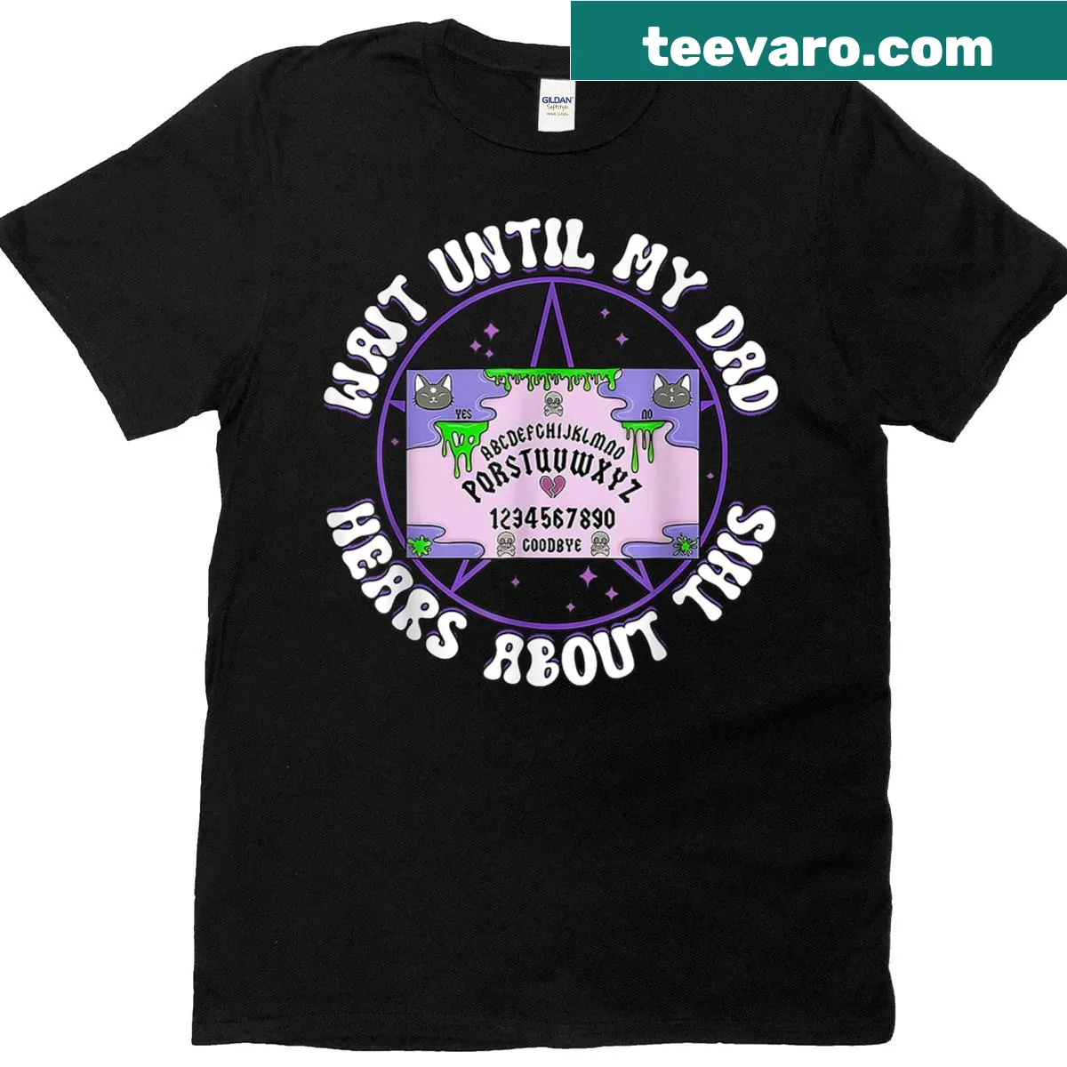 Humorous dad-themed typography T-shirt with alphabet design — on a men's t-shirt