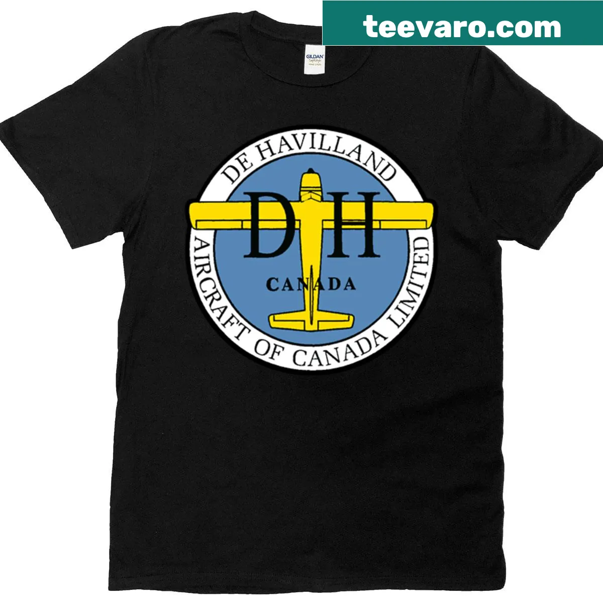 De Havilland Canada logo T-shirt design — on a men's t-shirt