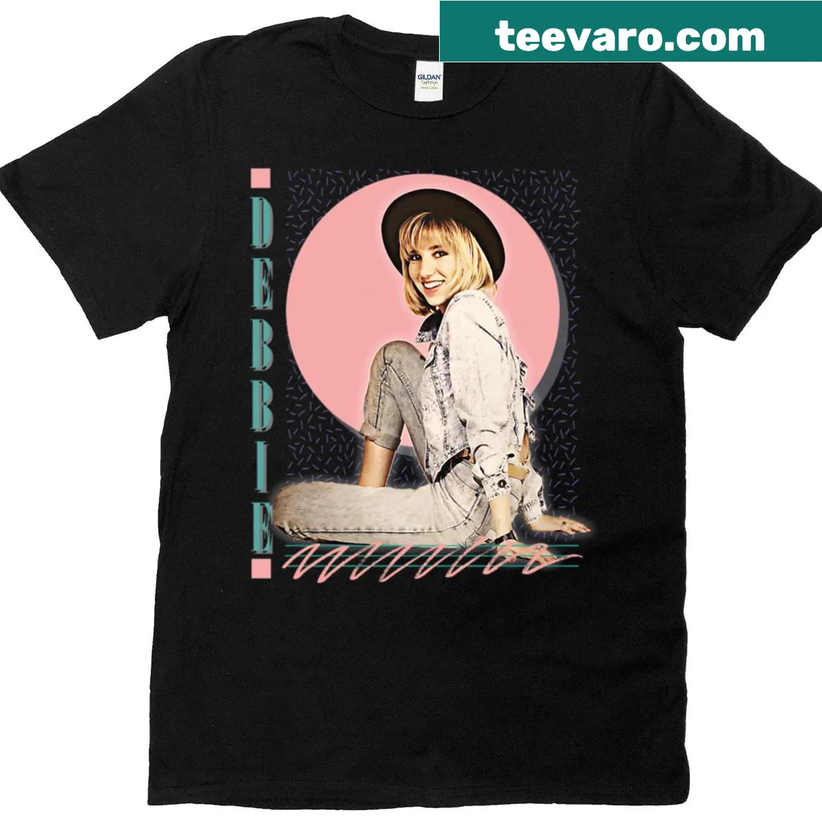 80s aesthetic T-shirt featuring Debbie Gibson design — on a men's t-shirt