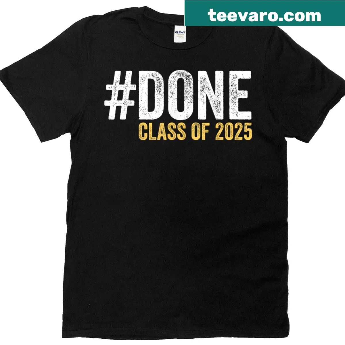 Graduation T-shirt celebrating Class of 2025 with bold typography — on a men's t-shirt