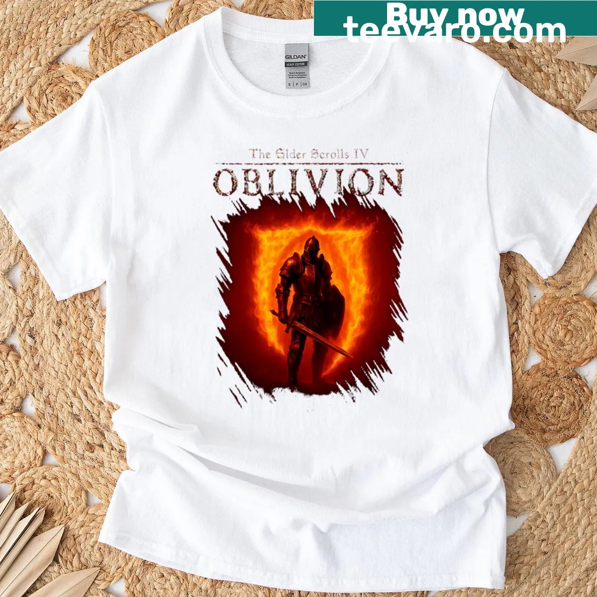 Elder Scrolls Oblivion logo T-shirt for gaming fans — on a men's t-shirt