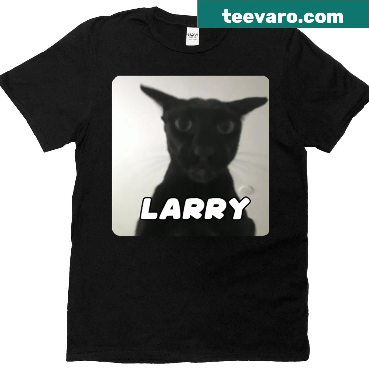 Illustration of a playful cat named Evil Larry — on a men's t-shirt