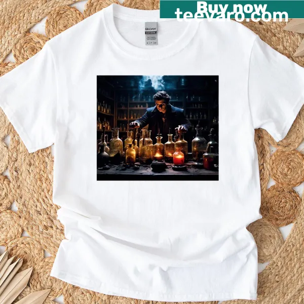 Illustrated Fantasy and Mystery themed graphic on a t-shirt