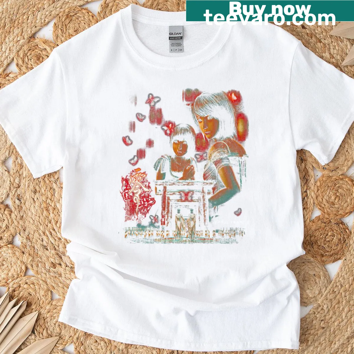 Vintage-style graphic t-shirt inspired by Fatal Frame 2 — on a men's t-shirt
