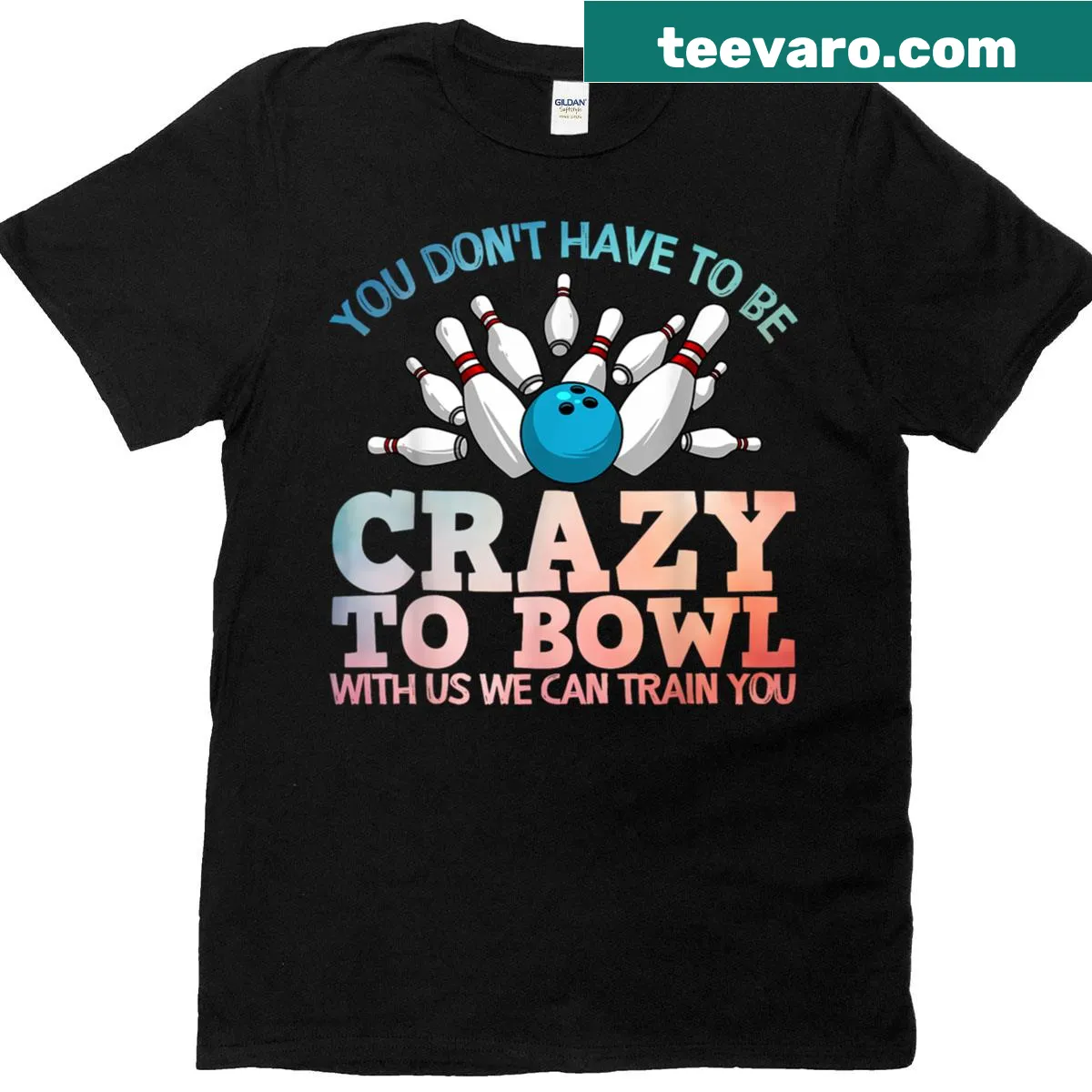 Funny bowling-themed t-shirt with humorous graphic design — on a men's t-shirt