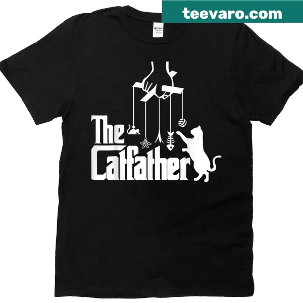 Vintage-style t-shirt for cat dads with 'The Catfather' graphic