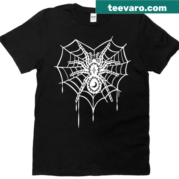 Illustration of a spider web with playful spiders for a fun Halloween t-shirt