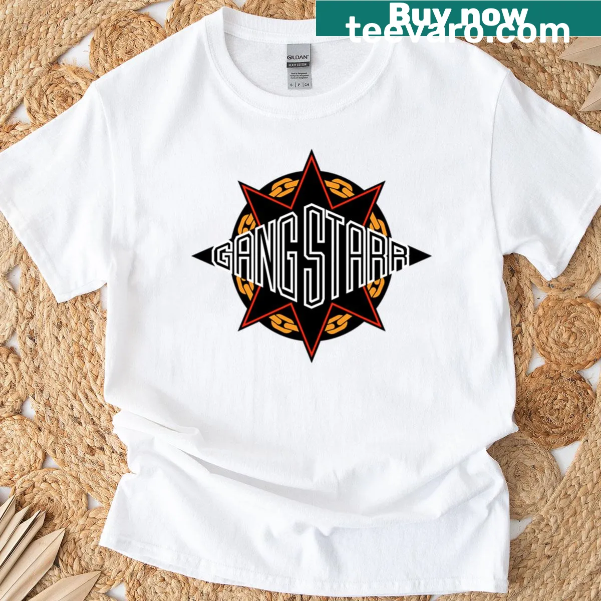 Iconic Gangstarr logo t-shirt — on a men's t-shirt